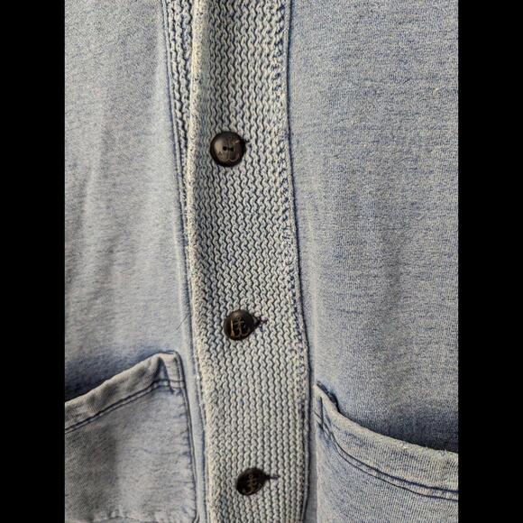 [SOLD] RRL DOUBLE RL Men's Sz XL Light Indigo Blue Shawl Collar Button Cardigan - Picture 5 of 12